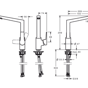 Plautuvės maišytuvas Twista su aukštu snapeliu, pajungimas lanksčiomis žarnelėmis