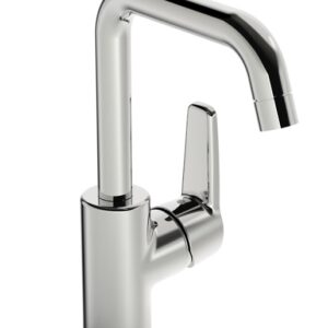 Praustuvo maišytuvas Saga aukštu snapu be d.v, pajungimas lanksčiomis žarnelėmis