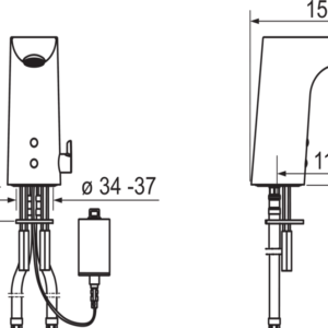 Bekontaktis praustuvo maišytuvas Electra su temper. reguliavimo ranken. 6 V, be d.v., pajungimas lanksčiomis žarnelėmis