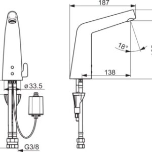 Bekontaktis praustuvo maišytuvas INSPERA maitinamas 6V baterija, Bluetooth