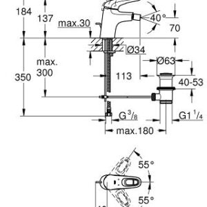Bidė maišytuvas Eurostyle New S-Size su d.v., baltas