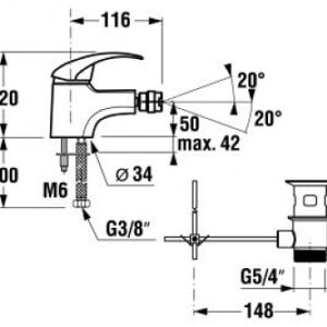 Bidė maišytuvas LYRA, su d.v., chromas