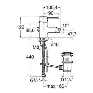Bidė maišytuvas TARGA su d.v.