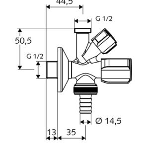 COMFORT SCHELL vent. kombinuotas1/2″x1/2″x3/4″