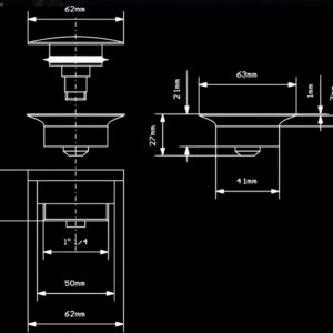Dugno vožtuvas Click-Clack trumpas, juodas matinis BV-522 073