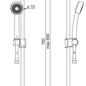 Dušo komplektas Oras Apollo su antikalkiniu Ø70 rankiniu dušu