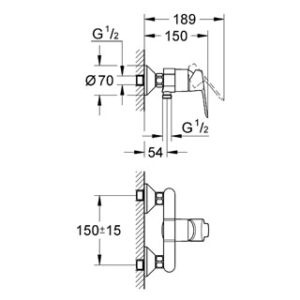 Dušo maišytuvas BAUEDGE, chromas