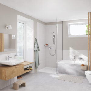 Dušo maišytuvas Grohe Cubeo su dušo stovu, chromas