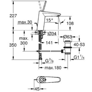 EURODISC JOYSTICK M praustuvo maišytuvas su dugno vožtuvu