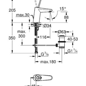 (*) EURODISC JOYSTICK S praustuvo maišytuvas su dugno vožtuvu, baltas