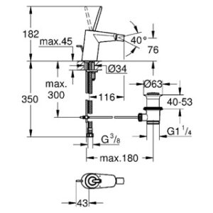 EURODISC JOYSTICK bidė maišytuvas su dugno vožtuvu