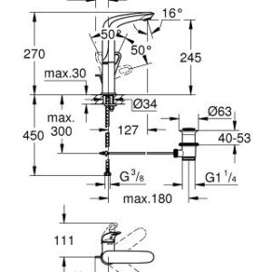 Eurostyle New L-Size praustuvo maišytuvas su d.v., chromas