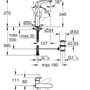 Eurostyle New L-Size praustuvo maišytuvas su d.v., chromas