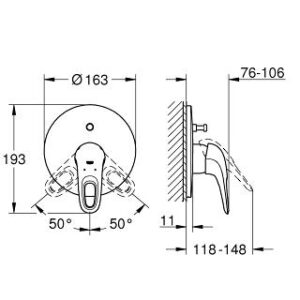 Eurostyle New potinkinis vonios/dušo maišytuvas (be 35501), chromas