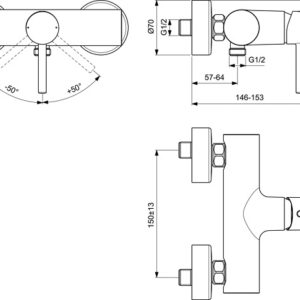 Ideal Standard Ceraline dušo maišytuvas, matinė juoda