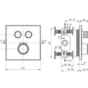Ideal Standard Ceratherm Navigo potinkinis termostatinis maišytuvas dušui, 2 funkcijos, išorinė dalis, šlifuotas auksas