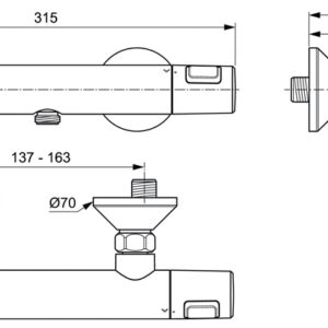 Ideal Standard Ceratherm T25 termostatinis dušo maišytuvas, matinė juoda