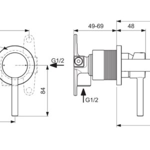 Ideal Standard virštinkinė CERALINE praustuvo maišytuvo dalis, juoda matinė