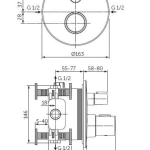 Ideal Standard virštinkinė termostatinio Ceratherm T100 dalis, juoda matinė