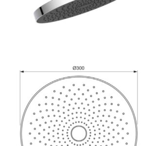 Idealrain SOLOS  lietaus dušo galva Ø300 mm, 1 srovės,EasyClean – silikon. purkštukai lengvam valymui.12 l/min, chromas