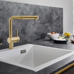 Maišytuvas plautuvei Blanco Linus-S , satin gold spalva