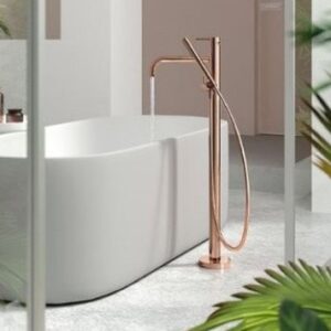 Maišytuvas voniai iš grindų STUDY EXCLUSIVE,su dušo komplektu, 24K rose gold