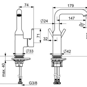 Paaukštintas praustuvo maišytuvas Oras Optima Style be d.v., matinė juoda