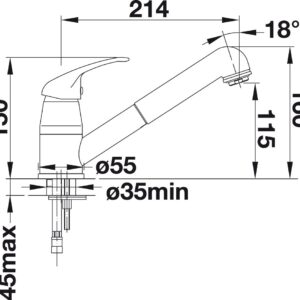 Plautuvės maišytuvas BLANCODARAS-S su ištraukiama žarnele, chromas