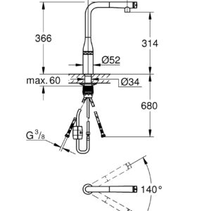 Plautuvės maišytuvas Essence SmartControl, su ištraukiamu snapu, chromas