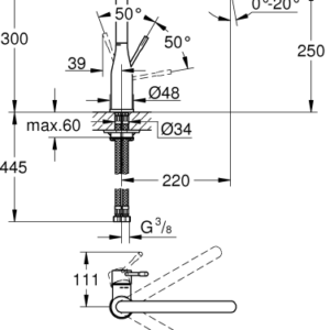 Plautuvės maišytuvas Essence, hard graphite