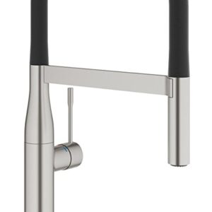 Plautuvės maišytuvas Essence su GROHFlexx lanksčia žarnele, nerūdijantis plienas/juodas