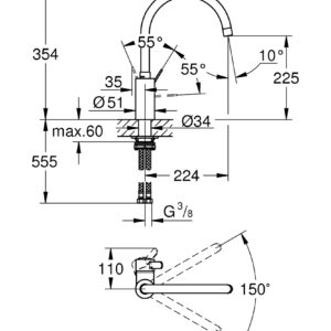 Plautuvės maišytuvas Eurosmart Cosmopolitan, nerūdijantis plienas