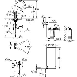 Plautuvės maišytuvas GROHE Red Duo su L dydžio boileriu, C-snapas, chromas