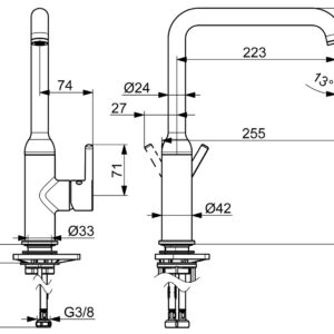 Plautuvės maišytuvas Oras Optima Style su aukštu sukiojamu snapu, chromas