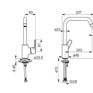 Plautuvės maišytuvas Saga su aukštu sukiojamu snapu, chromas