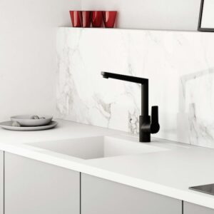 Plautuvės maišytuvas Twista su aukštu sukiojamu snapu, juodos matinės spalvos