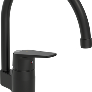 Plautuvės maišytuvas Vega su aukštu sukiojamu snapu, juodos matinės spalvos