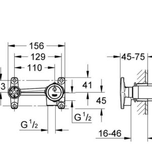 Potinkinė 2-jų skylių praustuvo maišytuvo dalis, be apdailos ( valdymui / snapui)