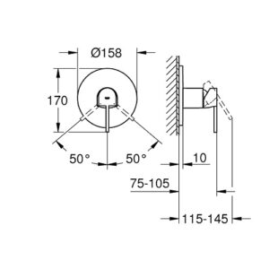 Potinkinio dušo maišytuvo Grohe Plus virštinkinė dalis, chromas