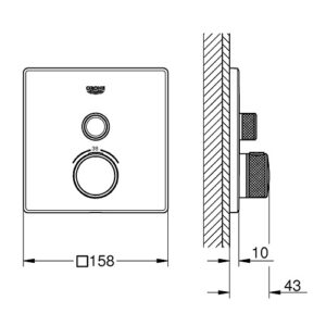 Potinkinio maišytuvo virštinkinė dalis Grohtherm SmartControl, 1 valdiklis, matinis grafitas