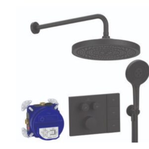 Potinkinis termostatinis maišytuvas Ceratherm Solos: 300 mm 3f galva, rank. dušas 130 mm 3f, 1/2 alkūnė, 400 mm alkūnė,