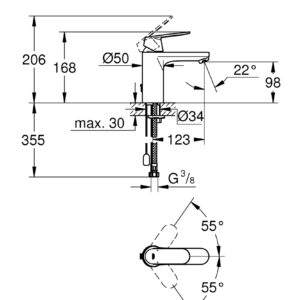 Praustuvo maišytuvas EUROSMART COSMOPOLITAN be d.v., chromas