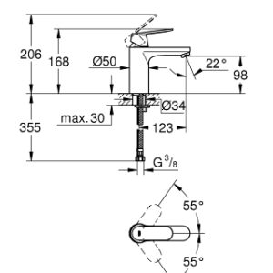 Praustuvo maišytuvas EUROSMART Cosmo M-Size be d.v., chromas