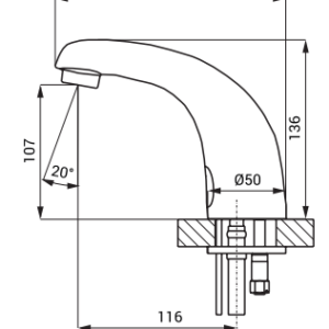 Praustuvo maišytuvas Sanela SLU 01N su integruota elektronika, 24 V DC