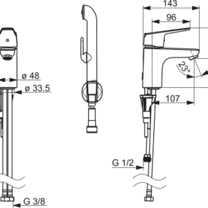 Praustuvo maišytuvas Vega su bidetta rankiniu dušeliu, juodos matinės spalvos