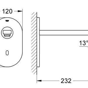 Sensorinis maišytuvas praustuvui Eurosmart Cosmopolitan E iš sienos, snapo L-232mm, SuperSteel
