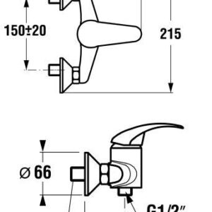 Sieninis vonios/dušo maišytuvas LYRA, be dušo komplekto, chromas