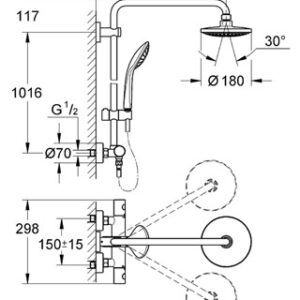Termostatinė dušo sistema Euphoria su GRT1000C maišytuvu, chromas