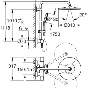 Termostatinė dušo sistema Rainshower smartactive 310 , chromas