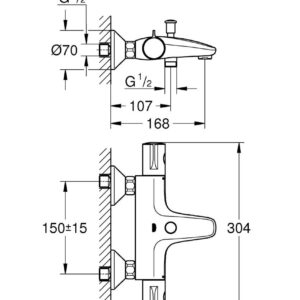 Termostatinis vonios/dušo maišytuvas Grohtherm 800, chromas